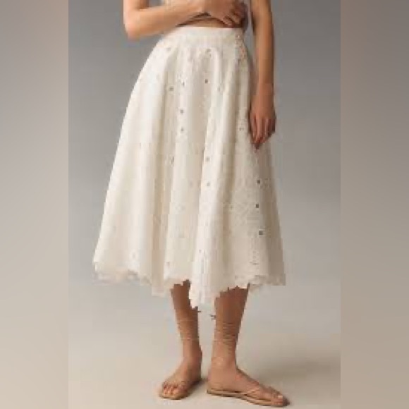 Mac Duggal Dresses & Skirts - NWT Mac Duggal Ivory Embroidered Cutwork Full Midi Skirt XS Anthropologie‎